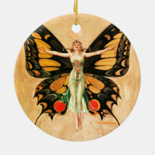 Schmetterlings-Fliegerin-Illustration Keramik Ornament
