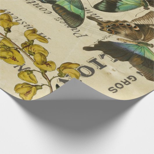 Schmetterlings-Franzosen Decoupage Plakate Geschenkpapier (Ecke)