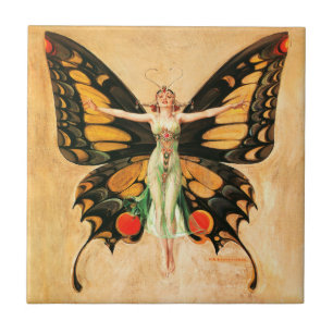 Schmetterlings-Frauen-Illustration von Leyendecker Fliese