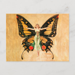 Schmetterlings-Frauen-Illustration von Leyendecker Postkarte