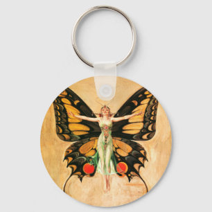 Schmetterlings-Frauen-Illustration von Leyendecker Schlüsselanhänger