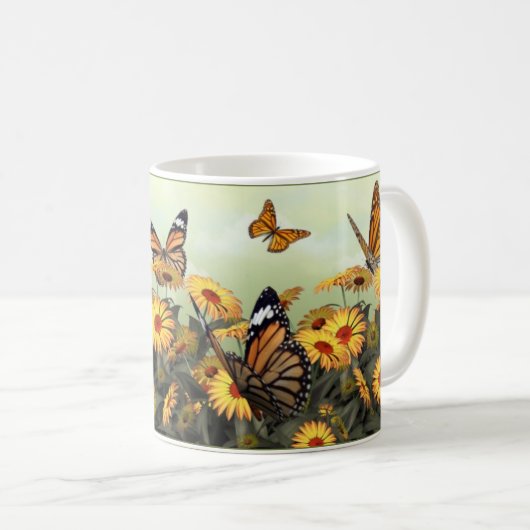 Schmetterlings-Gänseblümchen Kaffeetasse (VorderseiteRechts)