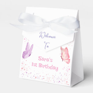 Schmetterlings-Geburtstag in Rosa und Lila Geschenkschachtel