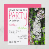 Schmetterlings-Geburtstags-Einladung - Einladung (Vorne/Hinten)