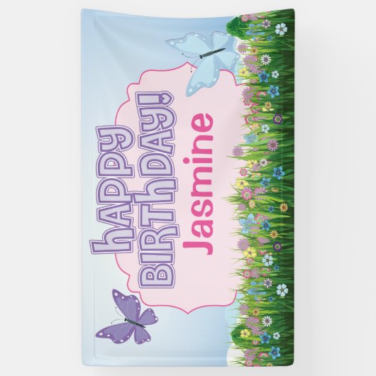 Schmetterlings-Geburtstags-Party Banner (Vertikal)