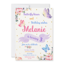 Schmetterlings-Geburtstagseinladung Florale Party-