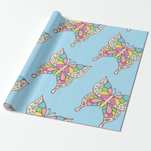 Schmetterlings-Geburtstagsgeschenk-Verpackungspapi Geschenkpapier (Ungerollt)
