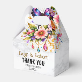 Schmetterlings-Geschenkbox mit Blumen – Benutzerde Geschenkschachtel