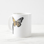 Schmetterlings-Graffiti Lustiger Becher Kaffeetasse (Vorderseite Links)