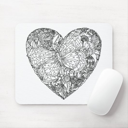 Schmetterlings-Herz-Muster Mousepad (Mit Mouse)