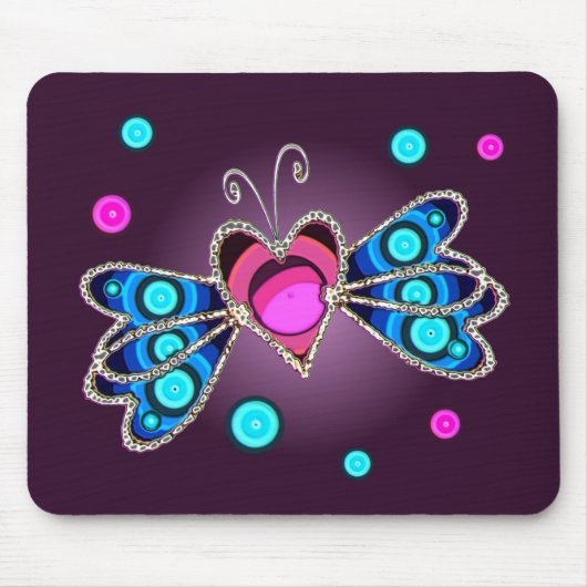 SCHMETTERLINGS-HERZEN durch SHARON SHARPE Mousepad (Vorne)