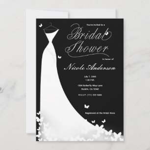 Schmetterlings-Hochzeitskleid-Einladung zur Brautp Einladung