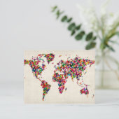 Schmetterlings-Karte der Weltkarte Postkarte (Stehend Vorderseite)