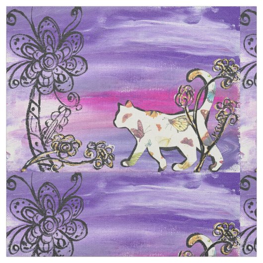 Schmetterlings-Katze Stoff (Muster)