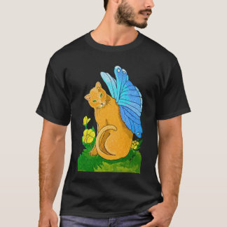 Schmetterlings-Katzen-T - Shirt (dunkler Entwurf)