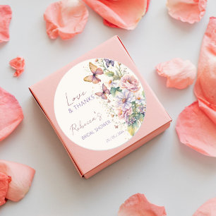 Schmetterlings-Lebensdauer, florales Hochzeitsbrau Runder Aufkleber