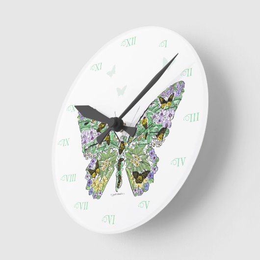 Schmetterlings-Lebenszyklus Runde Wanduhr (Winkel)