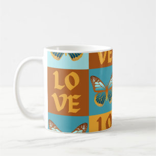 Schmetterlings-Liebesmuster   Blau & Orange Farbve Kaffeetasse