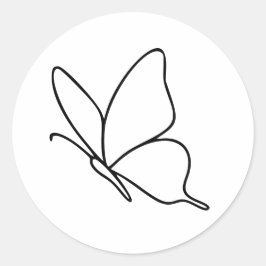 Schmetterlings-Linienkunst – Insekten-Illustration Runder Aufkleber