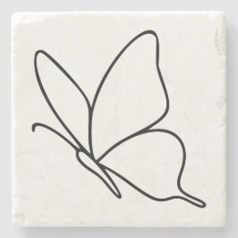 Schmetterlings-Linienkunst – Insekten-Illustration Steinuntersetzer