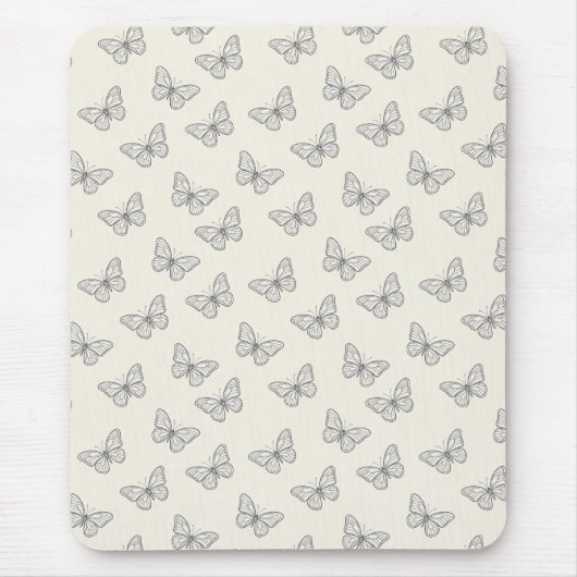 Schmetterlings-Linienkunst-Muster Mousepad (Vorne)