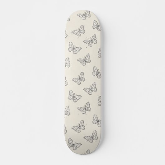 Schmetterlings-Linienkunst-Muster Skateboard (Vorne)