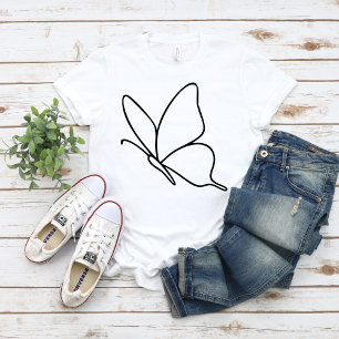 Schmetterlings-Linienkunst – Unisex-Insekt-Illustr T-Shirt