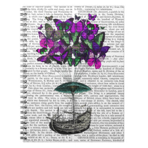 Schmetterlings-Luftschiff 2 lila und grün Notizblock