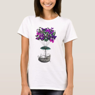 Schmetterlings-Luftschiff 2 lila und grün T-Shirt