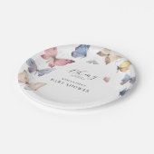Schmetterlings-Mädchen-Baby-Shower-Wasserfarben-Ei Pappteller (Schrägansicht)