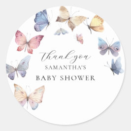 Schmetterlings-Mädchen-Baby-Shower-Wasserfarben-Ei Runder Aufkleber