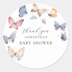Schmetterlings-Mädchen-Baby-Shower-Wasserfarben-Ei Runder Aufkleber