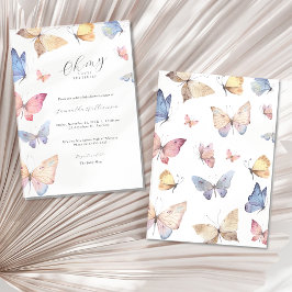 Schmetterlings-Mädchen-Baby-Shower-Watercolor-Einl Einladung