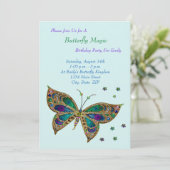 Schmetterlings-Magie-Geburtstag Einladung (Stehend Vorderseite)