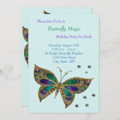Schmetterlings-Magie-Geburtstag Einladung (Vorne/Hinten)