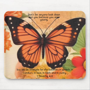 Schmetterlings-Mauspad 1 Timotheus 4:12 Mousepad