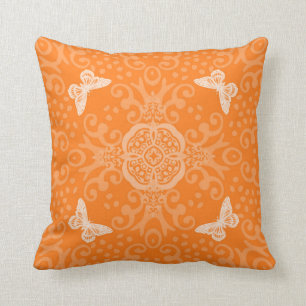 Schmetterlings-Medaillon-Vintage Blick-Orange Kissen