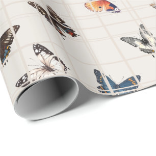 Schmetterlings-Mix beige Geschenkpapier