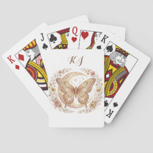 Schmetterlings-Mond-Blumen-Gold-Personalisiertes D Spielkarten