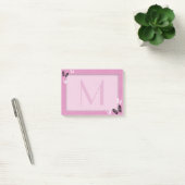 Schmetterlings-Monogramm auf Rosa Post-it Klebezettel (Büro)
