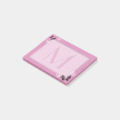 Schmetterlings-Monogramm auf Rosa Post-it Klebezettel (angewinkelt)