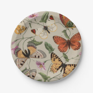 Schmetterlings-Motte-Natur-Kollektion-Zeichnung Pappteller