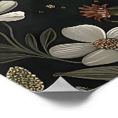 Schmetterlings-Motten-Druck, Dunkle Florale Botani Poster (Ecke)