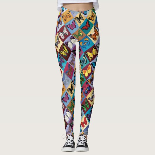 Schmetterlings-Patchwork Leggings (Vorderseite)