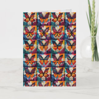 Schmetterlings-Quiltmuster-Grußkarte/Notizkarte Karte