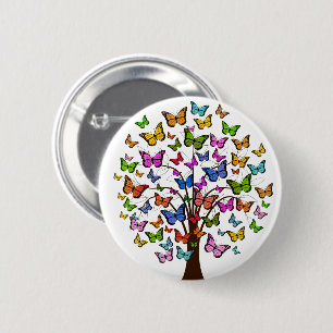 Schmetterlings-Regenbogen-Baum Button
