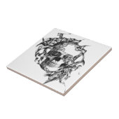 Schmetterlings-Rosen-Schädel von der Fliese (Seite)