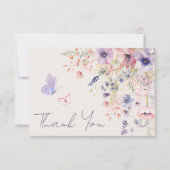 Schmetterlings-Röte Rosa Lila Wildblume Dankeskarte (Vorderseite)