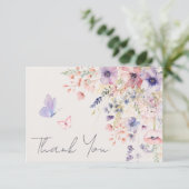 Schmetterlings-Röte Rosa Lila Wildblume Dankeskarte (Stehend Vorderseite)