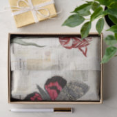 Schmetterlings-rote Tulpe-Vintages französisches Seidenpapier (Geschenk)